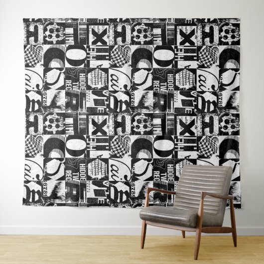 Hintergrund Schwarz-weißer Text der Wandteppiche o (Beispiel (Horizontal))