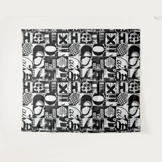 Hintergrund Schwarz-weißer Text der Wandteppiche o (Vorderseite (Horizontal))