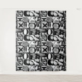 Hintergrund Schwarz-weißer Text der Wandteppiche o (Vorderseite)