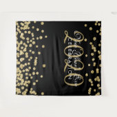 Hintergrund Silvester Party Gold Black Confetti Wandteppich (Vorderseite (Horizontal))