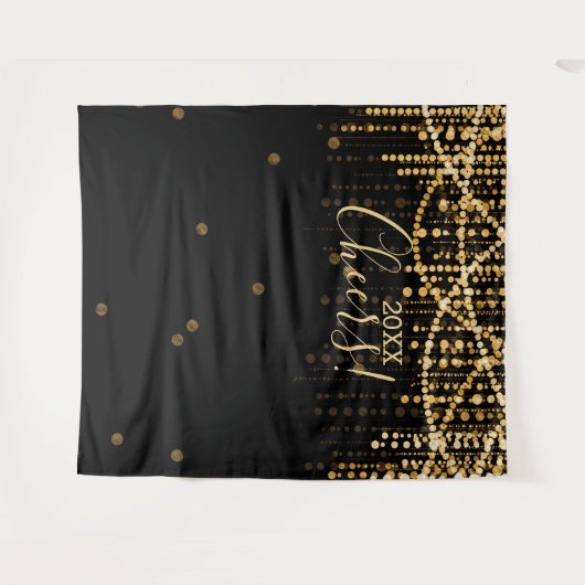 Hintergrund Silvester Party Gold String Lights Wandteppich (Vorderseite (Horizontal))