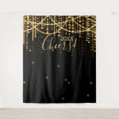 Hintergrund Silvester Party Gold String Lights Wandteppich (Vorderseite)