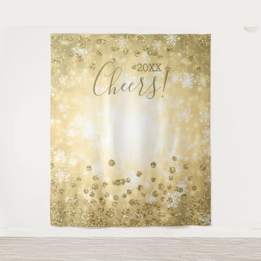 Hintergrund Silvester Party Gold Winter Glitzer Wandteppich (Vorderseite)