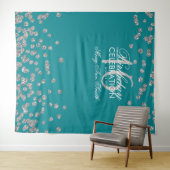 Hintergrund Sweet 16 Aquamarin Silver Glitzer Conf Wandteppich (Beispiel (Horizontal))