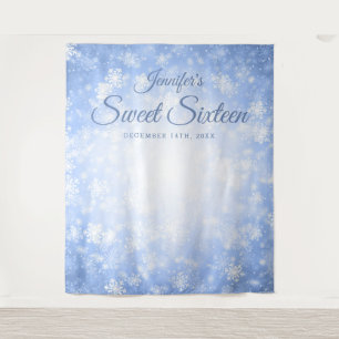 Hintergrund Sweet 16 Blue Winter Wonderland Wandteppich