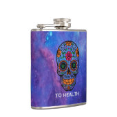 Hintergrund und Blumenzucker-Schädel im tiefen Rau Flachmann (Rechts)