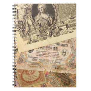 Hintergrund verschiedener Vintage-Banknoten aus Ru Notizblock