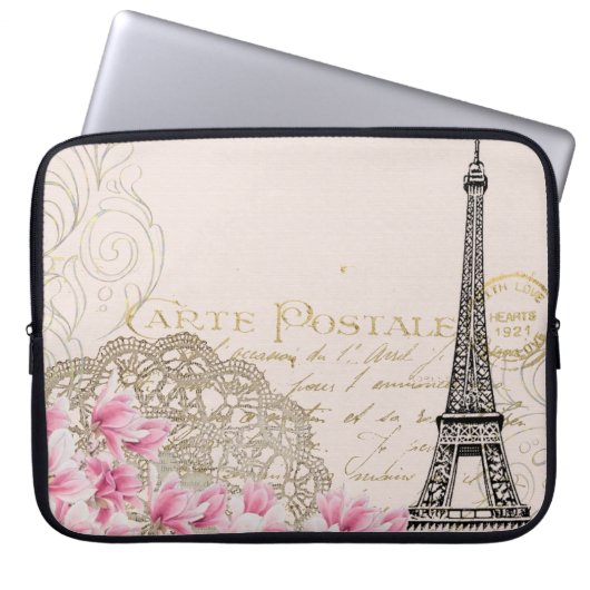 Hintergrund Vintage eiffel-Blume Laptopschutzhülle (Vorderseite)