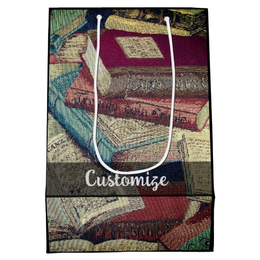 Hintergrund Vintager Bücher Mittlere Geschenktüte (Rückseite)