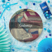 Hintergrund Vintager Bücher Pappteller (Party)