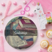 Hintergrund Vintager Bücher Pappteller (Party)