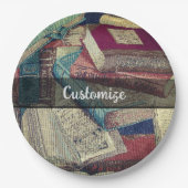 Hintergrund Vintager Bücher Pappteller (Vorderseite)