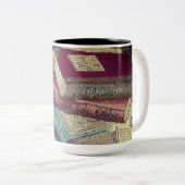 Hintergrund Vintager Bücher Zweifarbige Tasse (VorderseiteRechts)