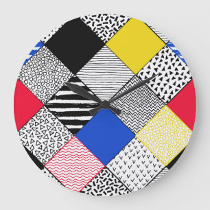 Hintergrund: Vögel, Polka Punkte. Große Wanduhr