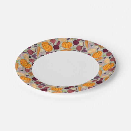 Hintergrund von frischem Gemüse Pappteller (Schrägansicht)