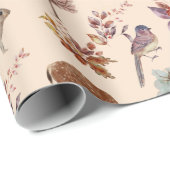 Hintergrund von Waldtieren und Vogelarten Geschenkpapier (Rolleneckpunkt)