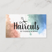 Hintergrund Wasserfarbe | Schere | Haarschnitt Visitenkarte (Vorderseite)
