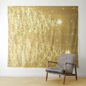 Hintergrund Weihnachten glühende Bäume Gold Wandteppich (Beispiel (Horizontal))