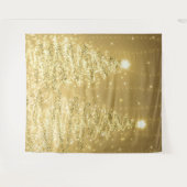 Hintergrund Weihnachten glühende Bäume Gold Wandteppich (Vorderseite (Horizontal))