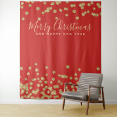 Hintergrund Weihnachten Urlaub Gold Red Confetti Wandteppich (Beispiel)