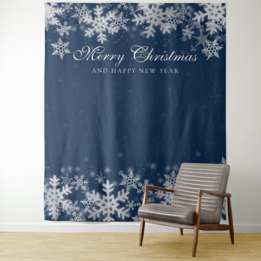 Hintergrund Weihnachtsfeiertag Silberschneeflocken Wandteppich (Beispiel)