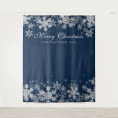 Hintergrund Weihnachtsfeiertag Silberschneeflocken Wandteppich (Vorderseite)