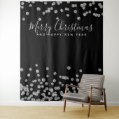 Hintergrund Weihnachtsfeiertag Silver Black Confet Wandteppich (Beispiel)
