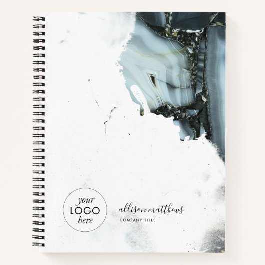 Hintergrund zum dunkelblauen schwarzen Marmor Notizblock (Vorderseite)