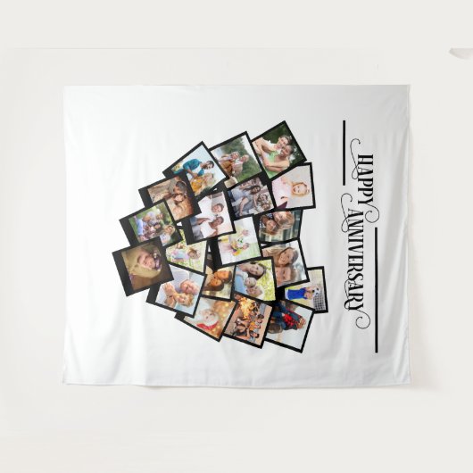 Hintergrund zum Herzfoto Collage Happy Jubiläum Wandteppich (Vorderseite (Horizontal))