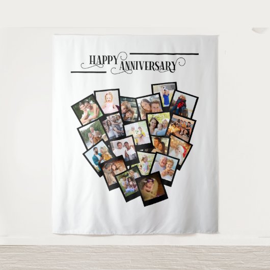 Hintergrund zum Herzfoto Collage Happy Jubiläum Wandteppich (Vorderseite)