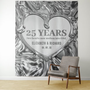 Hintergrund zum Silberherz-Hochzeitstag Wandteppich