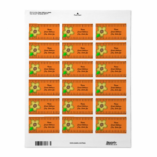 Hintergrundaufkleber für die gelbe Blume Adressaufkleber (Vorne)