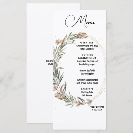 Hintergrundbeleuchtung Flat Menu Weiß Menükarte (Vorne/Hinten)