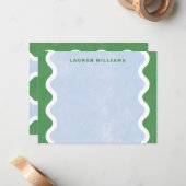 Hintergrundbeleuchtungskarte für Wavy Lines - Grün Mitteilungskarte (Vorderseite/Rückseite Beispiel)