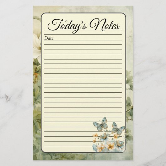 Hintergrundbild Blue Butterfets Binder Note Page (Vorderseite)