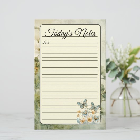 Hintergrundbild Blue Butterfets Binder Note Page (Stehend Vorderseite)