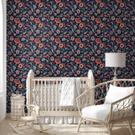 Hintergrundbild: Boho Floral Design blauer Hinterg Tapete