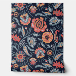 Hintergrundbild: Boho Floral Design blauer Hinterg Tapete