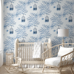 Hintergrundbild der Blue Birdcage Bare Branches Tapete