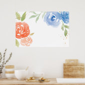 Hintergrundbild für die Aquarellblau-Rose Poster (Küche)