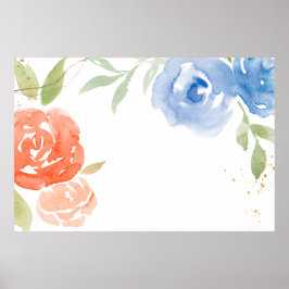 Hintergrundbild für die Aquarellblau-Rose Poster