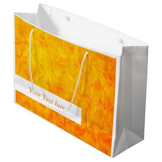 Hintergrundbild - orange-gelb + Text Große Geschenktüte (Vorderseite Schrägansicht)