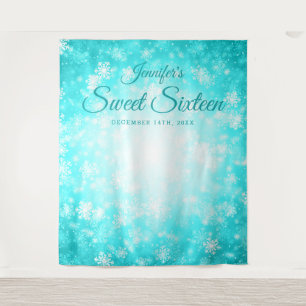 Hintergrundbild Sweet 16 Türkis Winter Wonderland Wandteppich
