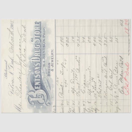 Hintergrundblatt des Drugstore Junk Journal Seidenpapier (Vorderseite)