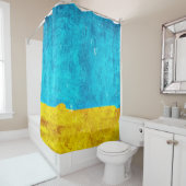 Hintergrundblau-gelbe Kunst Duschvorhang (Beispiel)