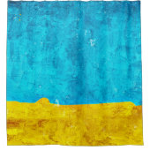 Hintergrundblau-gelbe Kunst Duschvorhang (Vorderseite)