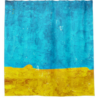 Hintergrundblau-gelbe Kunst Duschvorhang