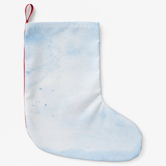 Hintergrundblaues Aquarellpapier Kleiner Weihnachtsstrumpf (Vorderseite)