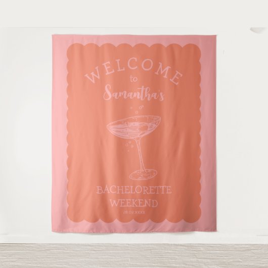 Hintergrundcocktail am Rand des Junggeselinnen-Abs Wandteppich (Vorderseite)