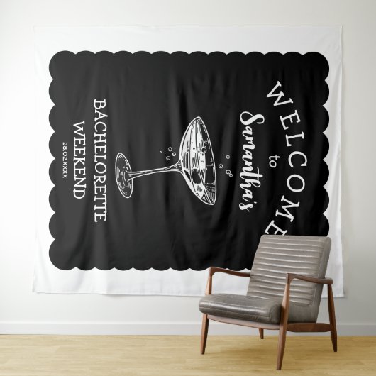 Hintergrundcocktail am Rand des Junggeselinnen-Abs Wandteppich (Beispiel (Horizontal))